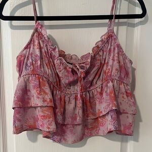Floral Pink Ruffle Top
